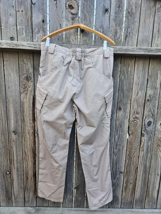 Men Beige Utility Cargo Pants - Neutral Workwear Style Size L - Picture 15 of 16